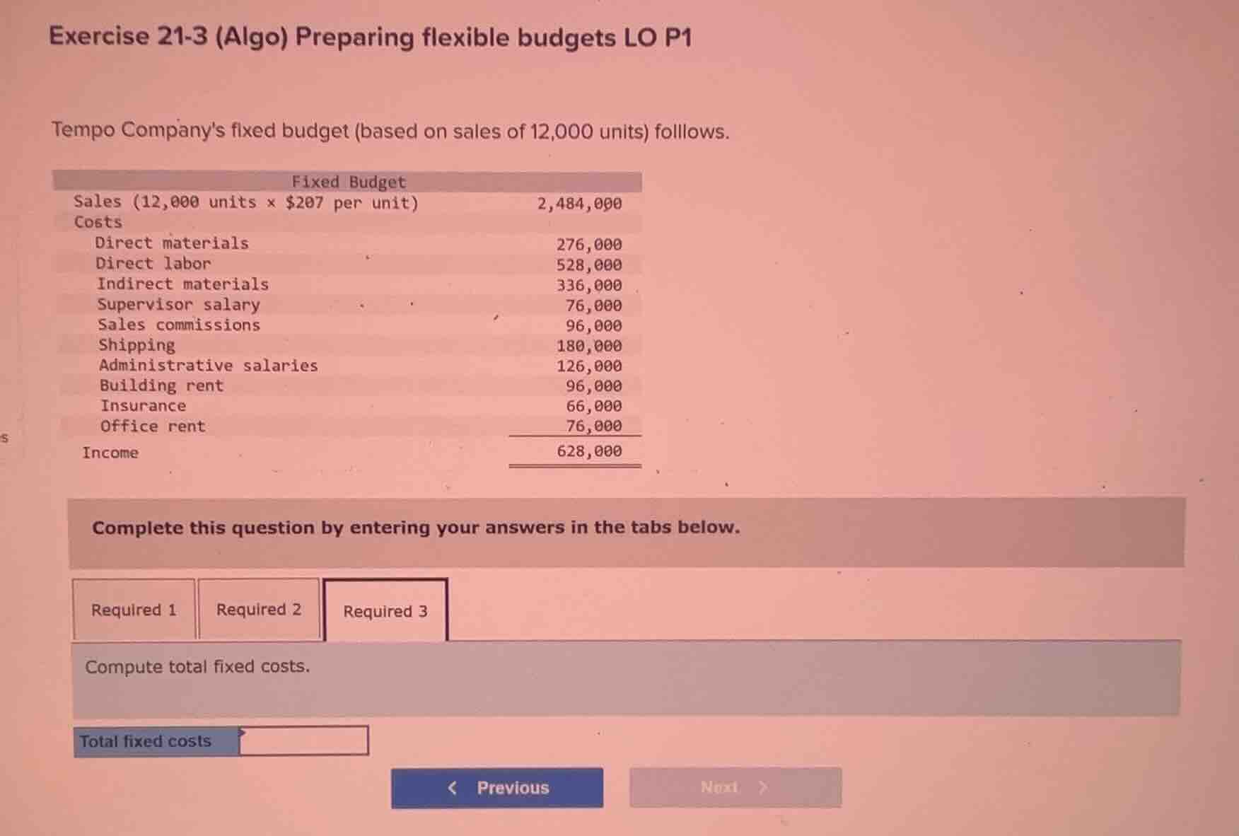 exercise 21-3 (algo) preparing flexible budgets lo p1 tempo companys fi…