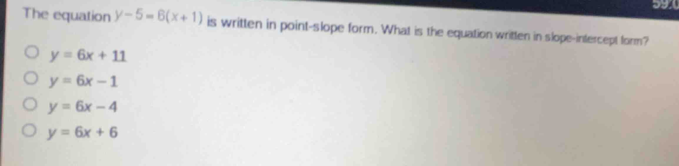 the equation \\(y - 5 = 6(x + 1)\\) is written in point-slope form. wha…