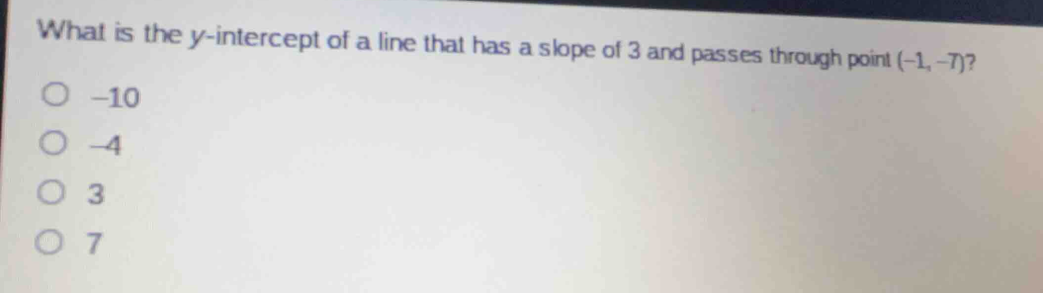 what is the \\(y\\)-intercept of a line that has a slope of 3 and passe…