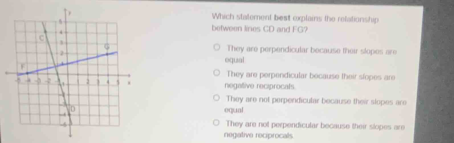 which statement best explains the relationship between lines cd and fg?…
