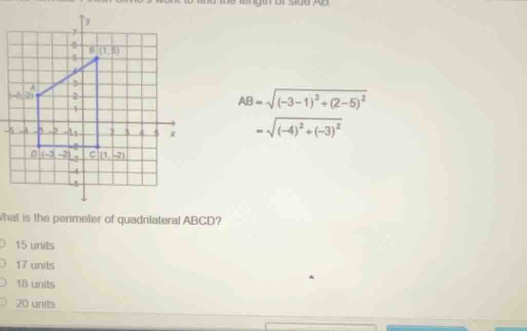 finish ginos work to find the length of side ab. \\ab = \\sqrt{(-3-1)^2…