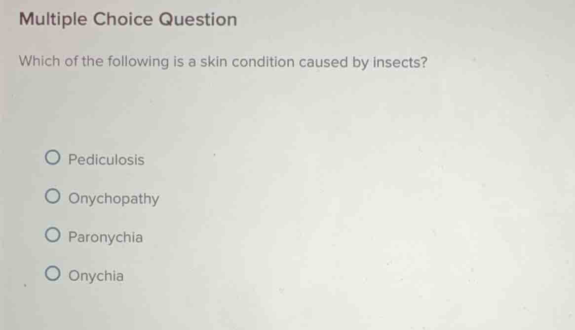 multiple choice question which of the following is a skin condition cau…
