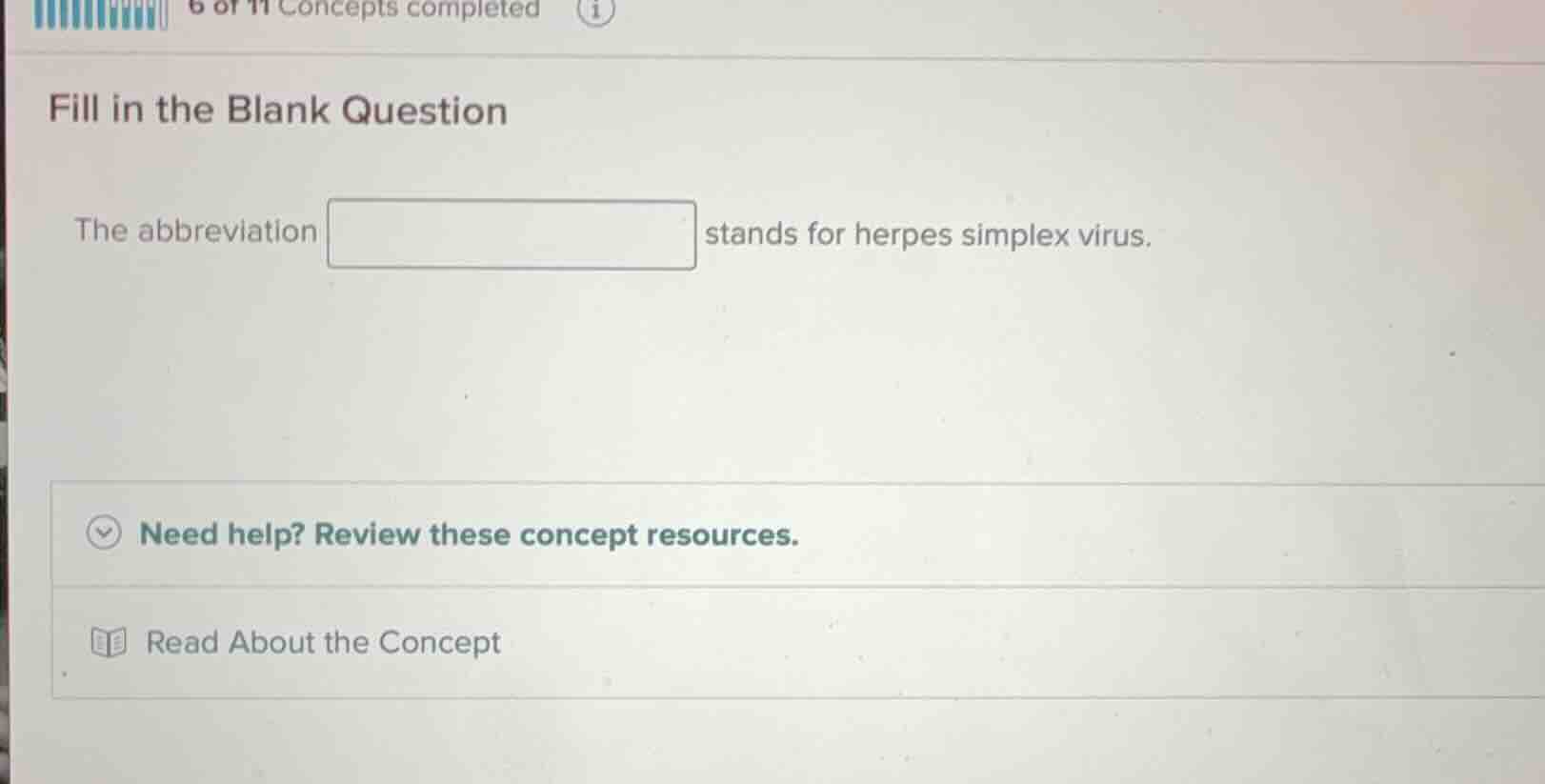 fill in the blank question the abbreviation stands for herpes simplex v…