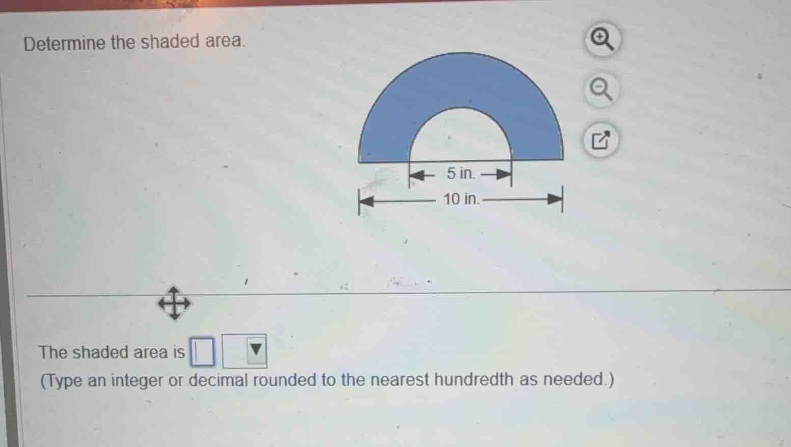 determine the shaded area. the shaded area is (type an integer or decim…