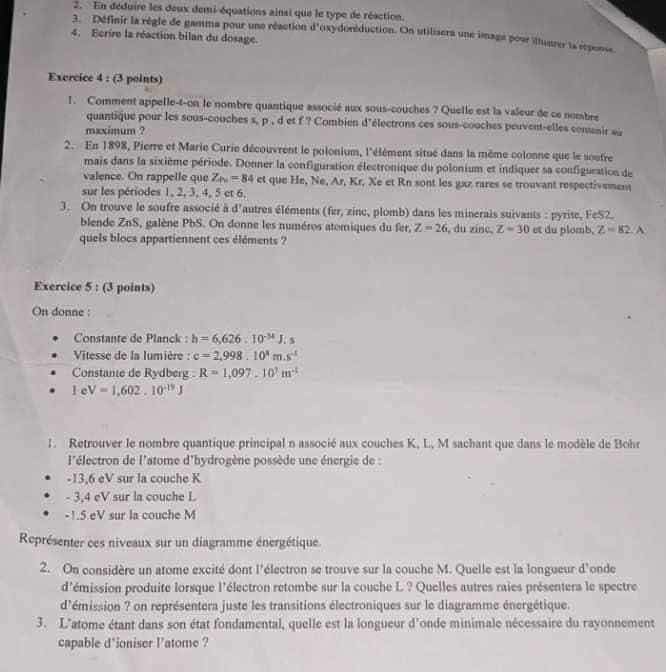 exercice 4 : (3 points) 1. comment appelle-t-on le nombre quantique ass…