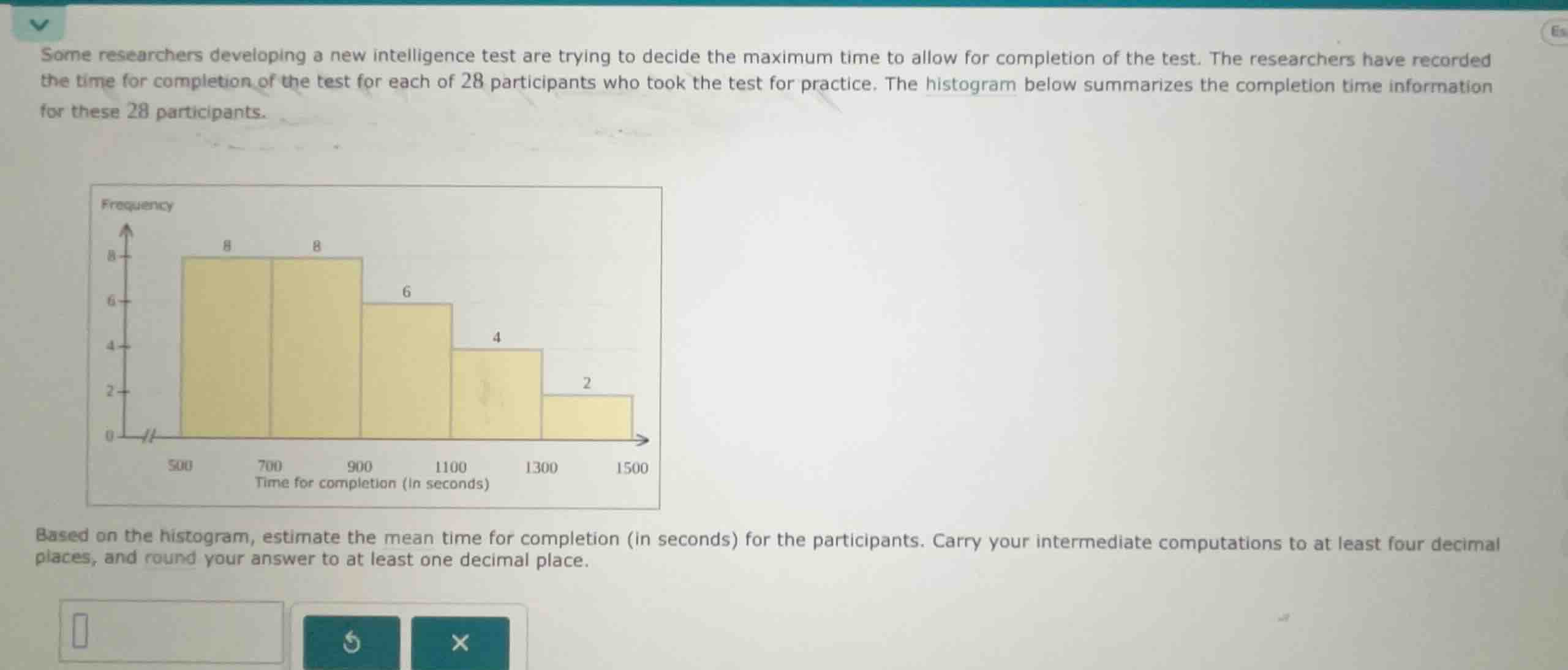 some researchers developing a new intelligence test are trying to decid…
