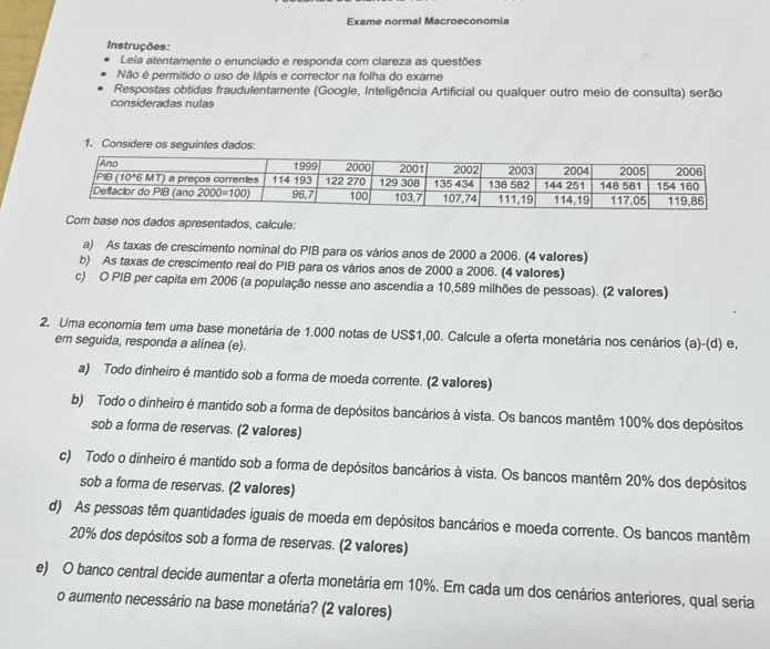 exame normal macroeconomia instruções: - leia atentamente o enunciado e…