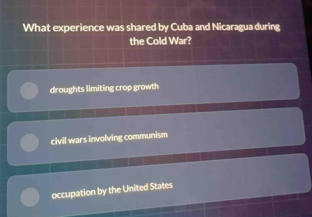 what experience was shared by cuba and nicaragua during the cold war? d…