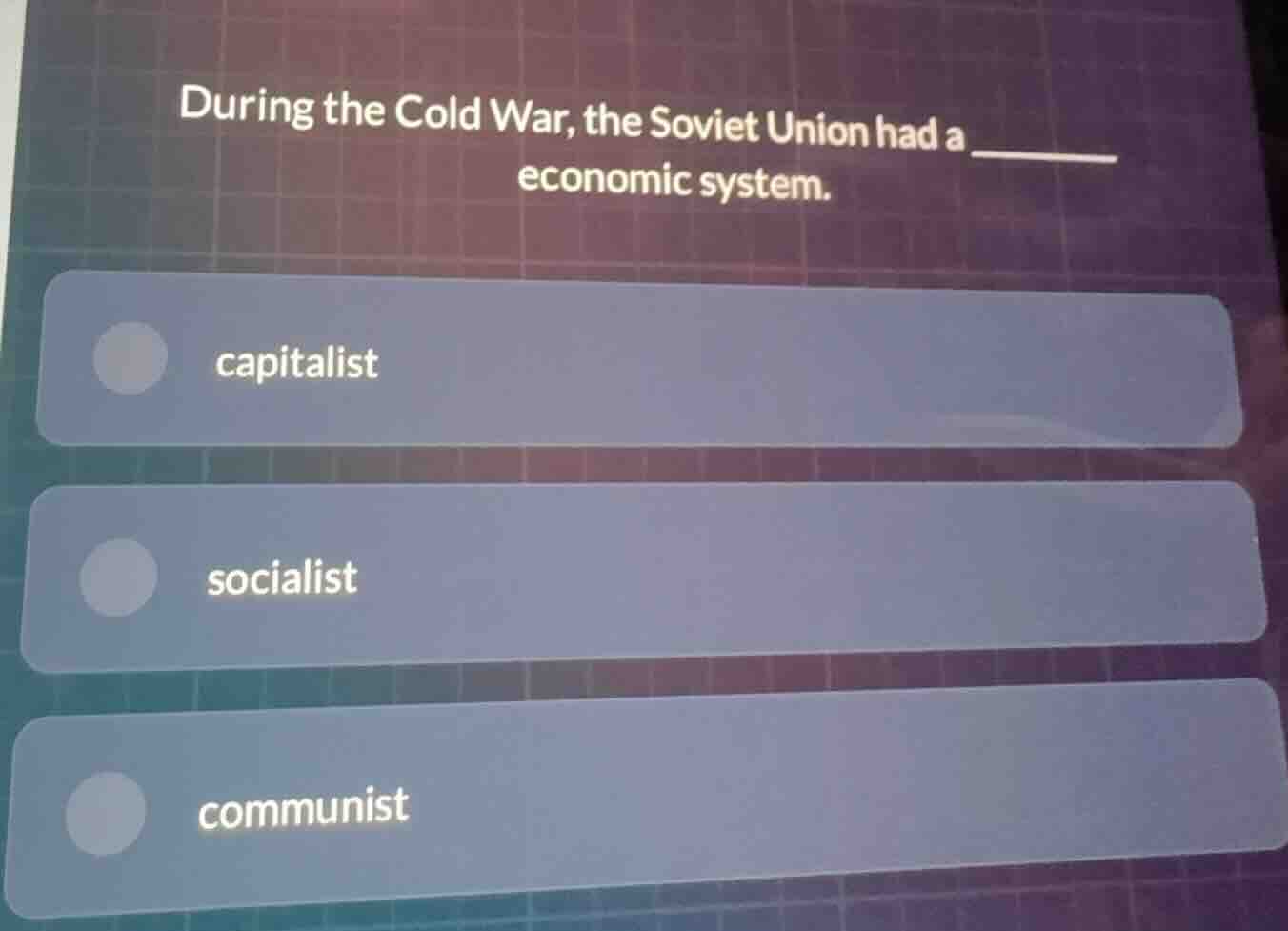 during the cold war, the soviet union had a ________ economic system. -…