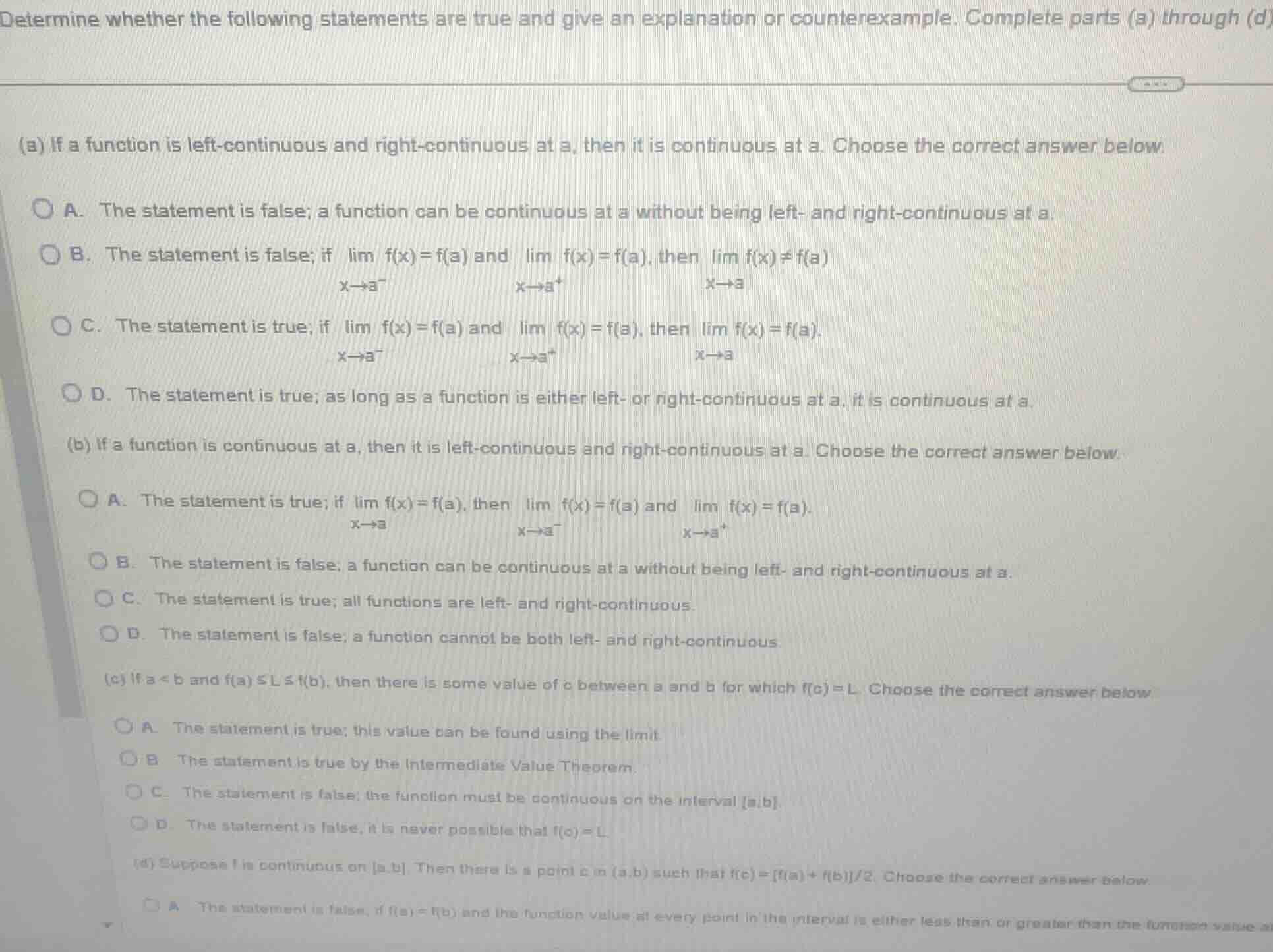 determine whether the following statements are true and give an explana…
