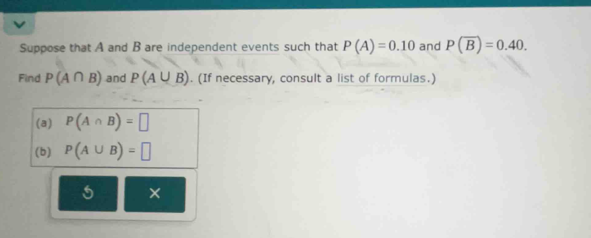 suppose that (a) and (b) are independent events such that (p(a) = 0.10)…