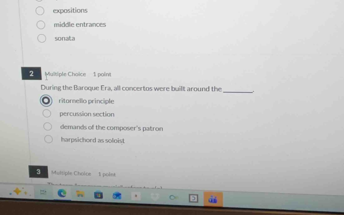 during the baroque era, all concertos were built around the ______. rit…