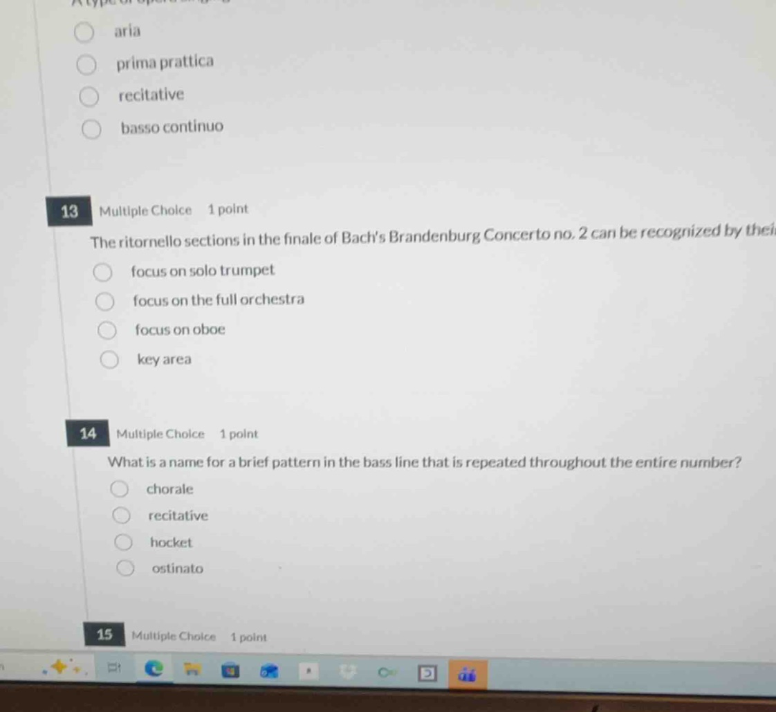 13 multiple choice 1 point the ritornello sections in the finale of bac…