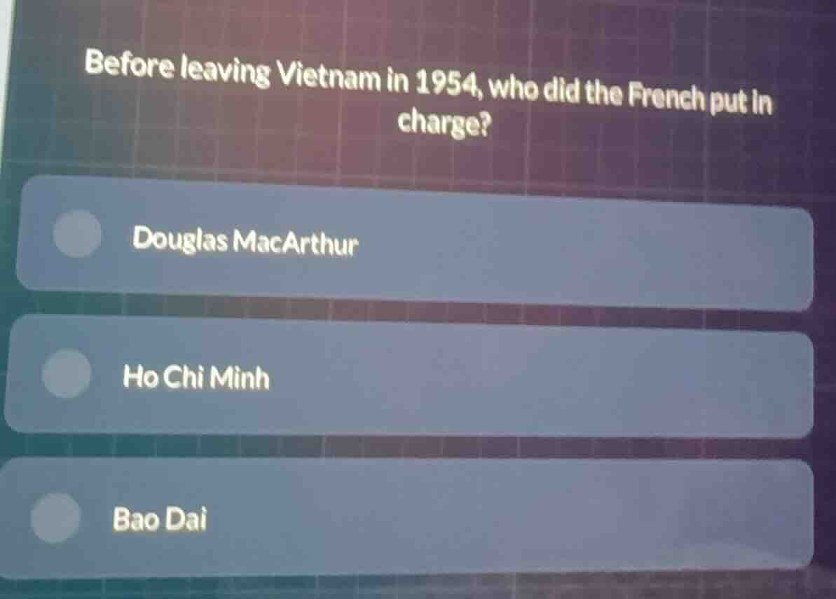 before leaving vietnam in 1954, who did the french put in charge? dougl…
