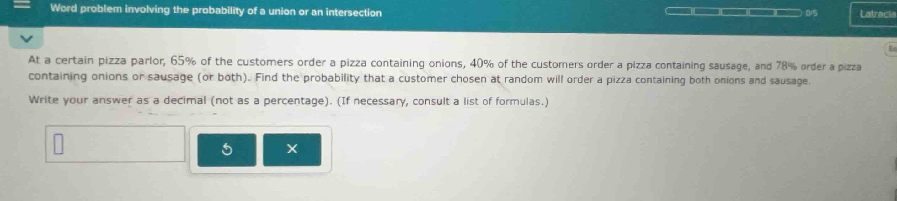 at a certain pizza parlor, 65% of the customers order a pizza containin…