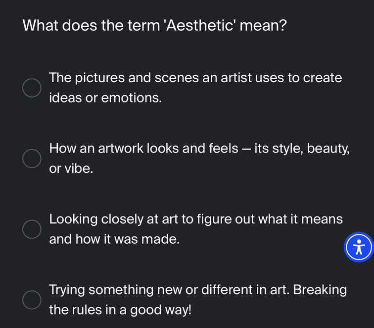 what does the term aesthetic mean? the pictures and scenes an artist us…