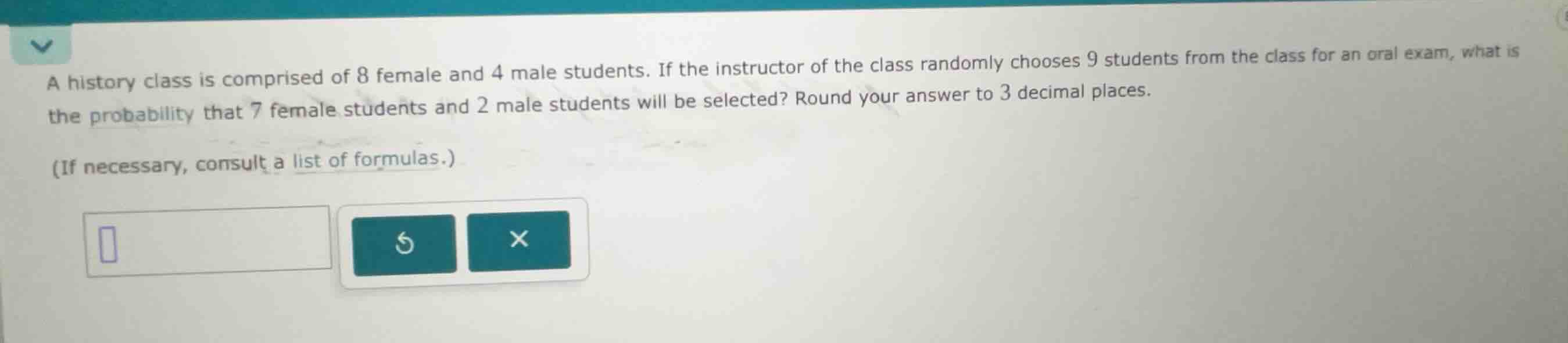 a history class is comprised of 8 female and 4 male students. if the in…