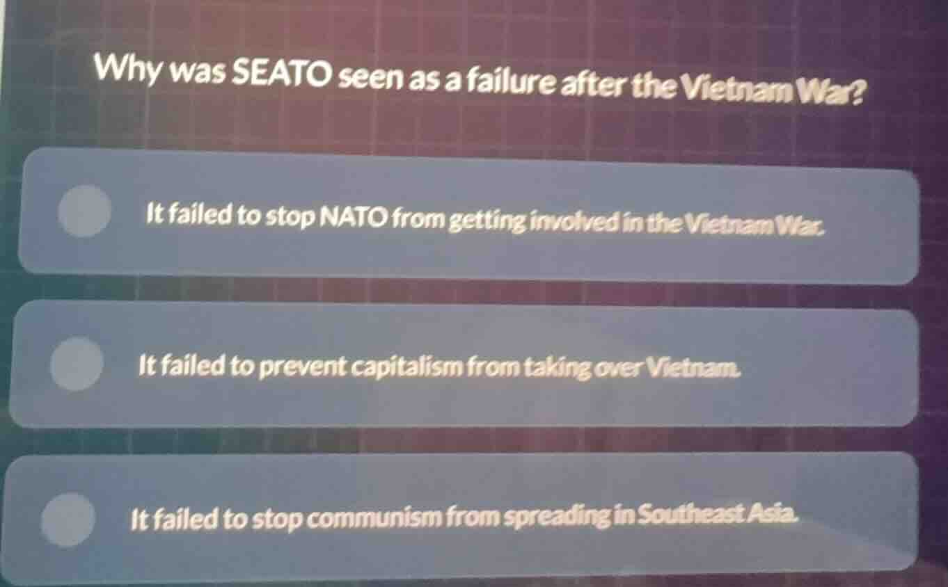 why was seato seen as a failure after the vietnam war? it failed to sto…