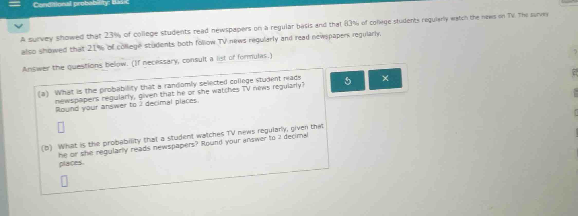 conditional probability: basic a survey showed that 23% of college stud…