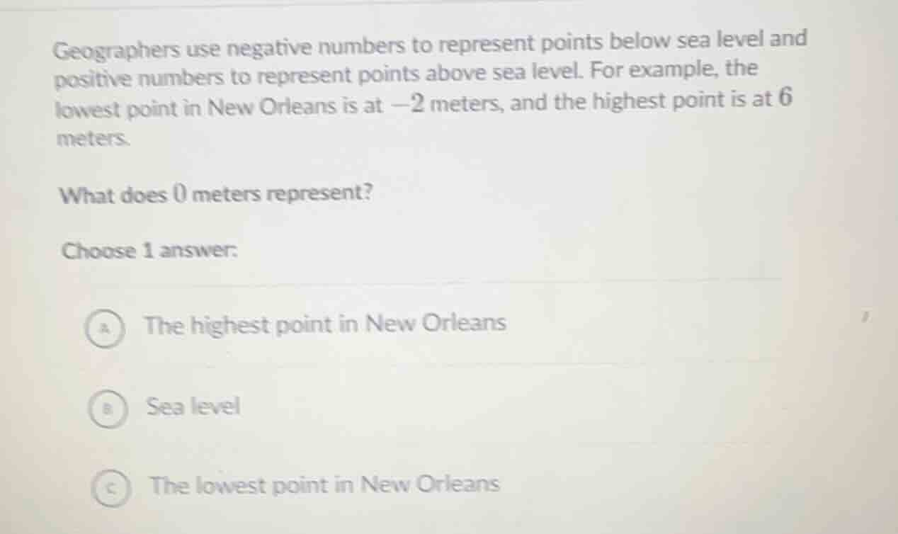 geographers use negative numbers to represent points below sea level an…