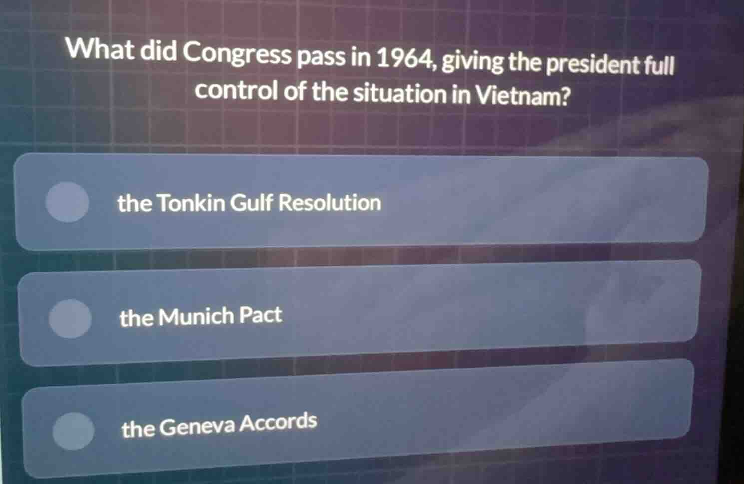 what did congress pass in 1964, giving the president full control of th…