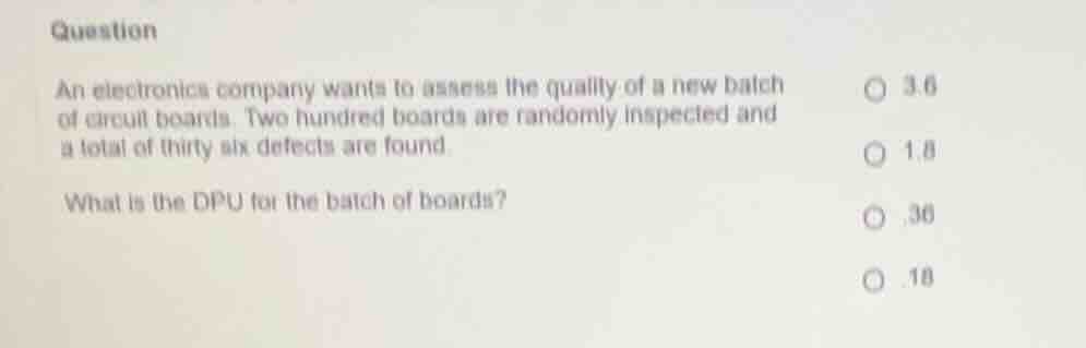 question an electronics company wants to assess the quality of a new ba…