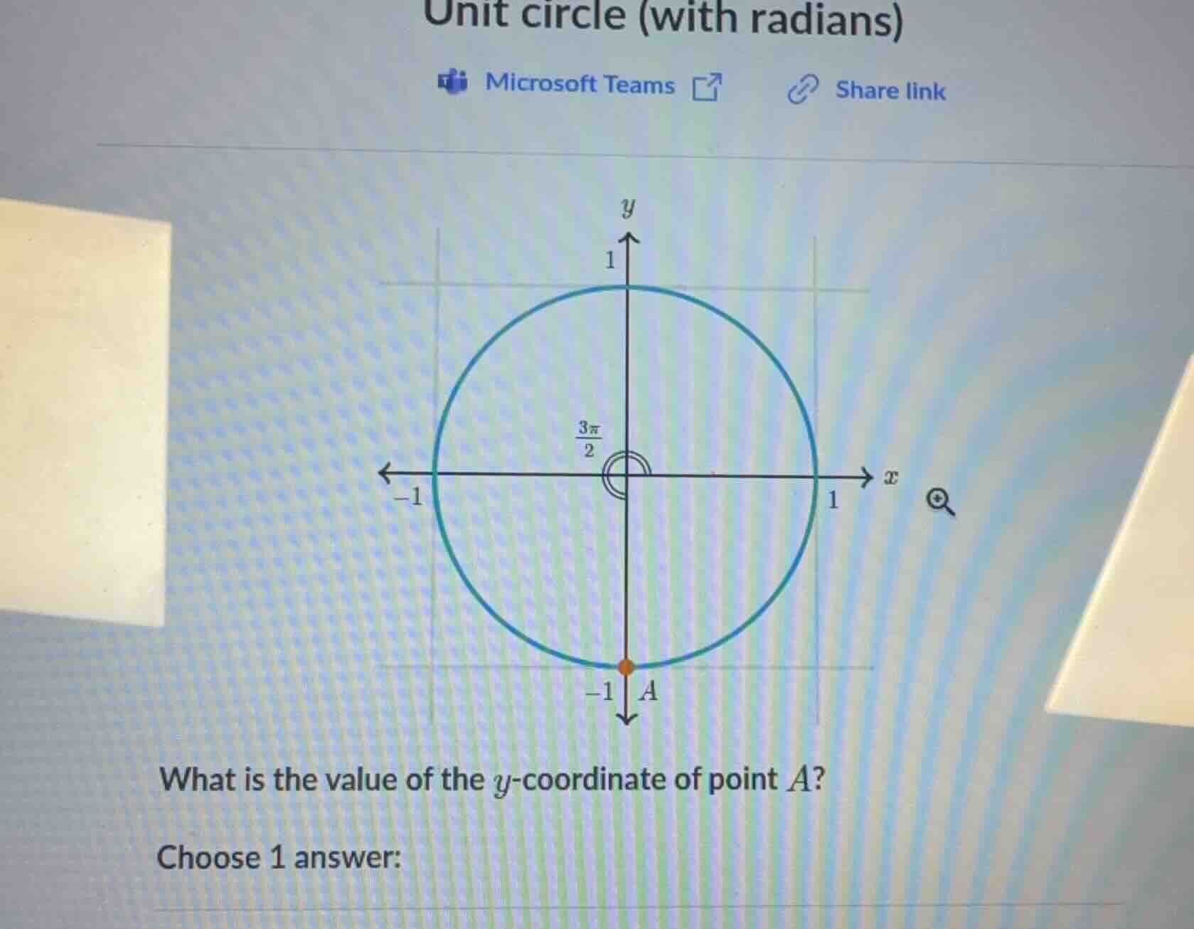 unit circle (with radians) what is the value of the \\(y\\)-coordinate …
