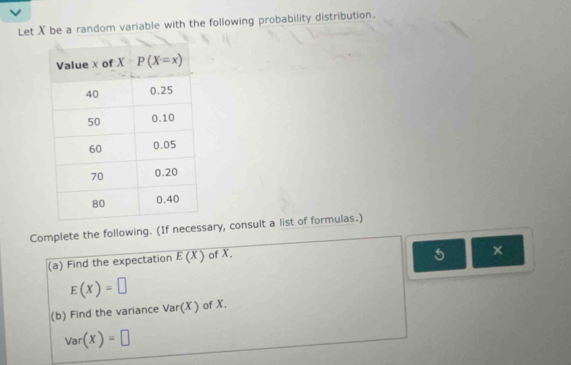 let (x) be a random variable with the following probability distributio…