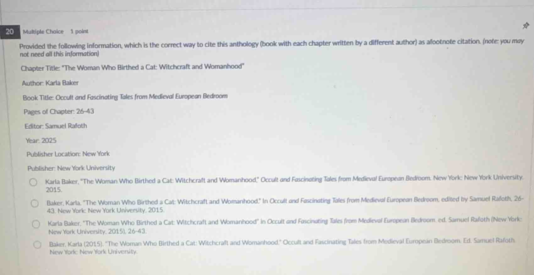 provided the following information, which is the correct way to cite th…