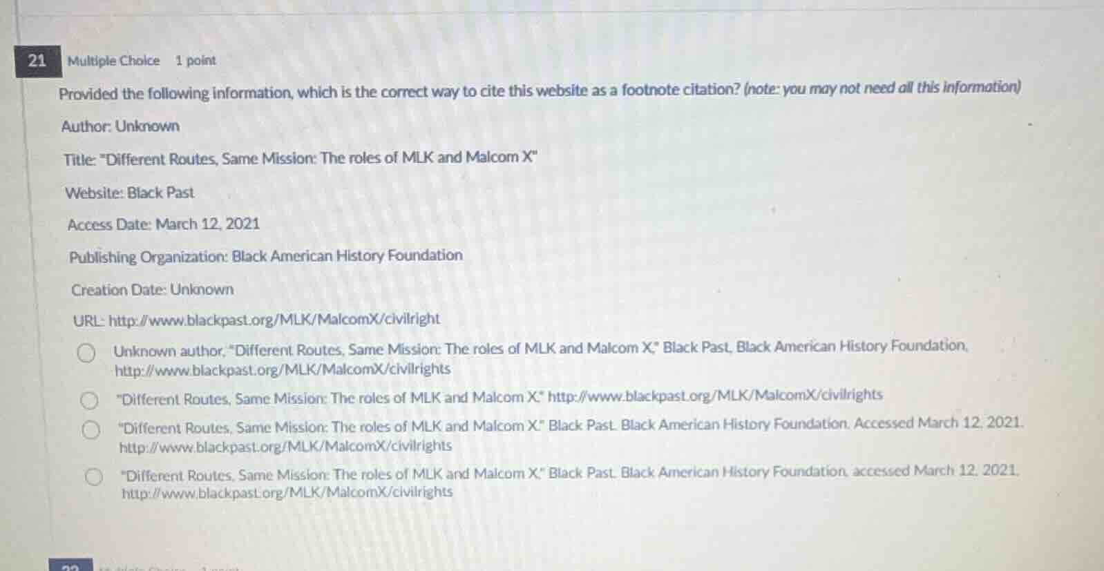 provided the following information, which is the correct way to cite th…