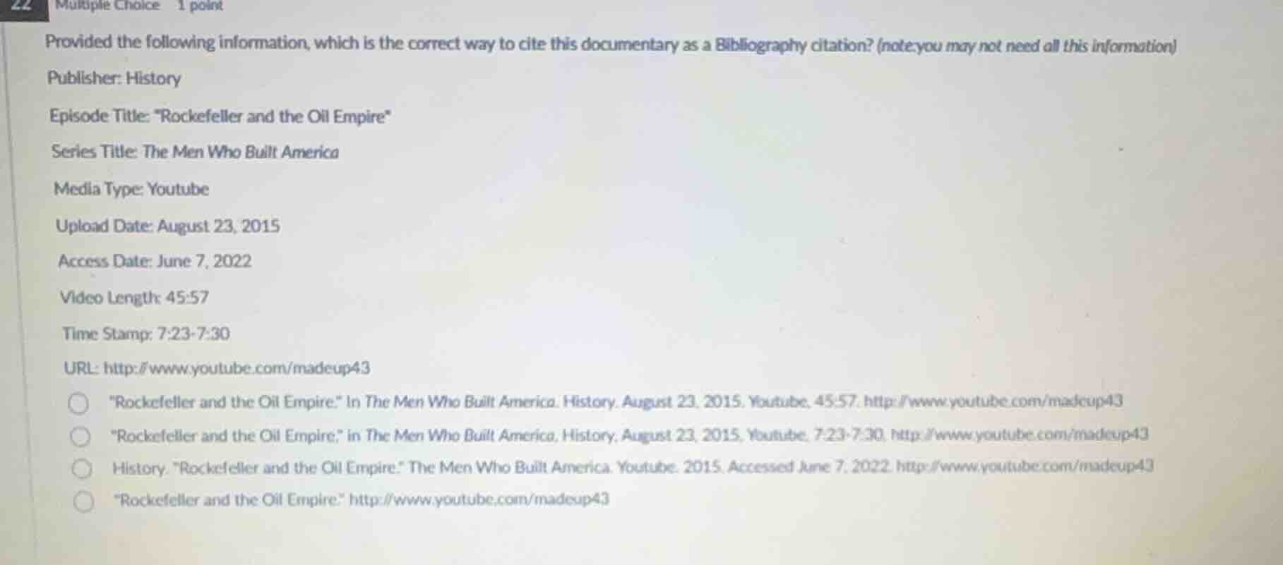 provided the following information, which is the correct way to cite th…