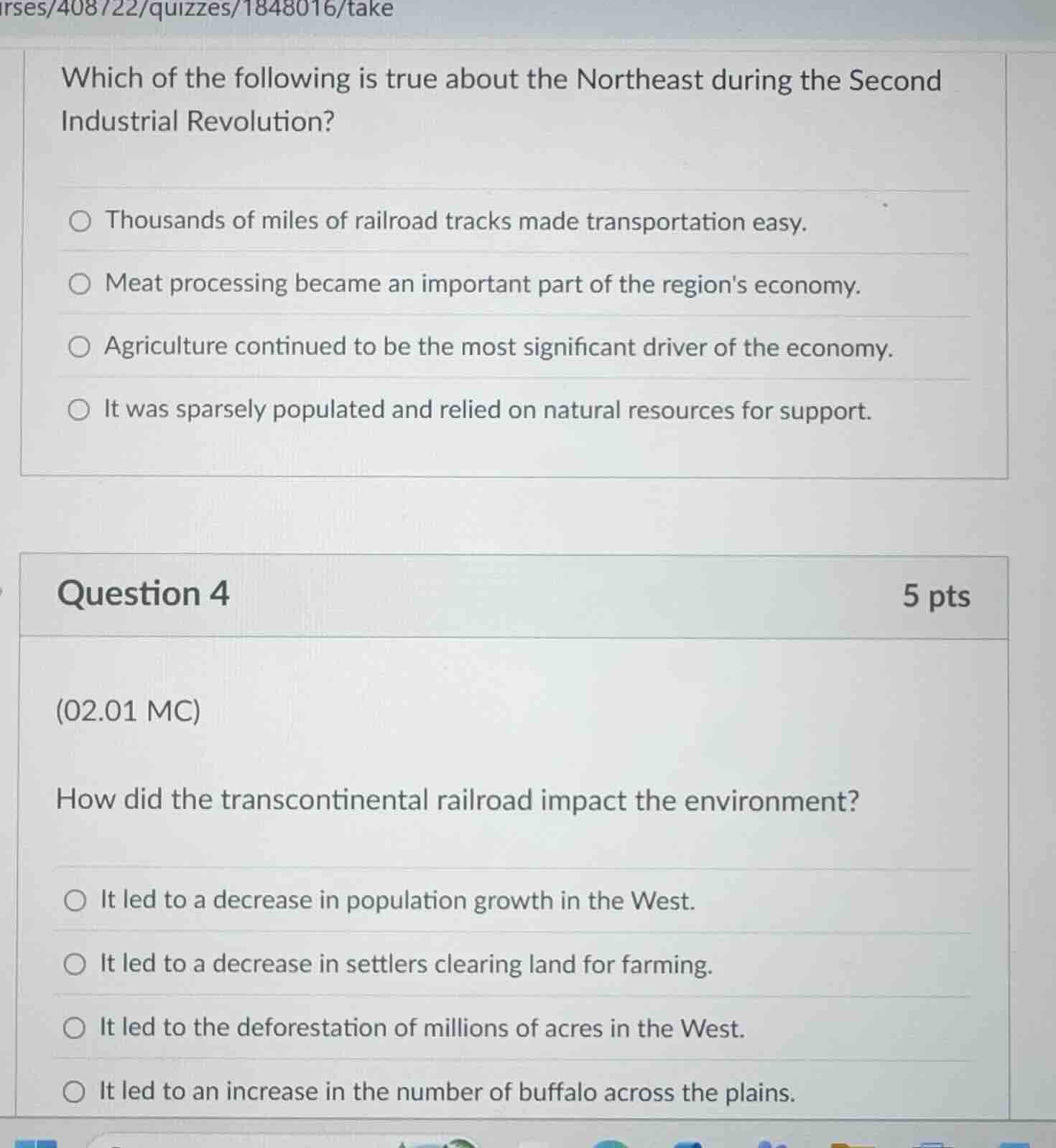 which of the following is true about the northeast during the second in…
