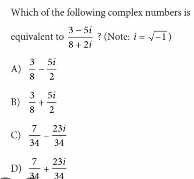 which of the following complex numbers is equivalent to \\(\\frac{3 - 5…