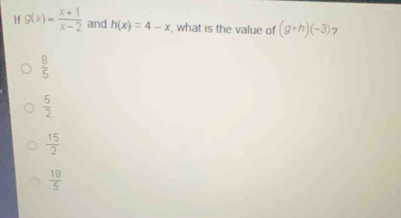 if \\(g(x) = \\frac{x+1}{x-2}\\) and \\(h(x) = 4 - x\\), what is the va…