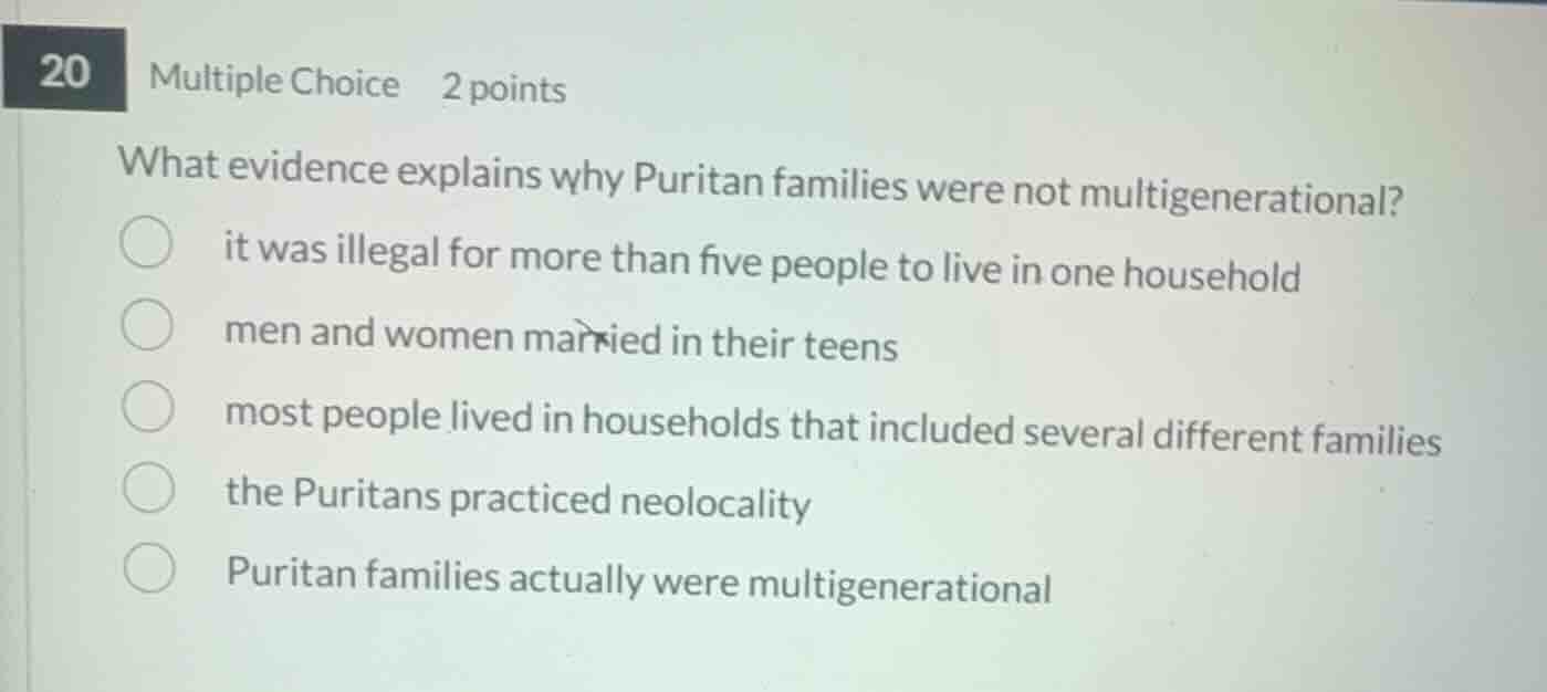 what evidence explains why puritan families were not multigenerational?…