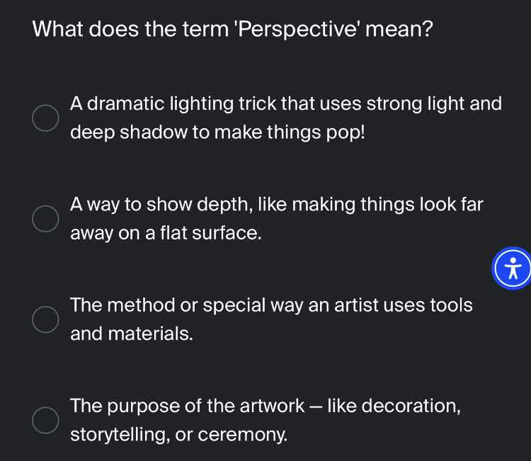 what does the term perspective mean? a dramatic lighting trick that use…