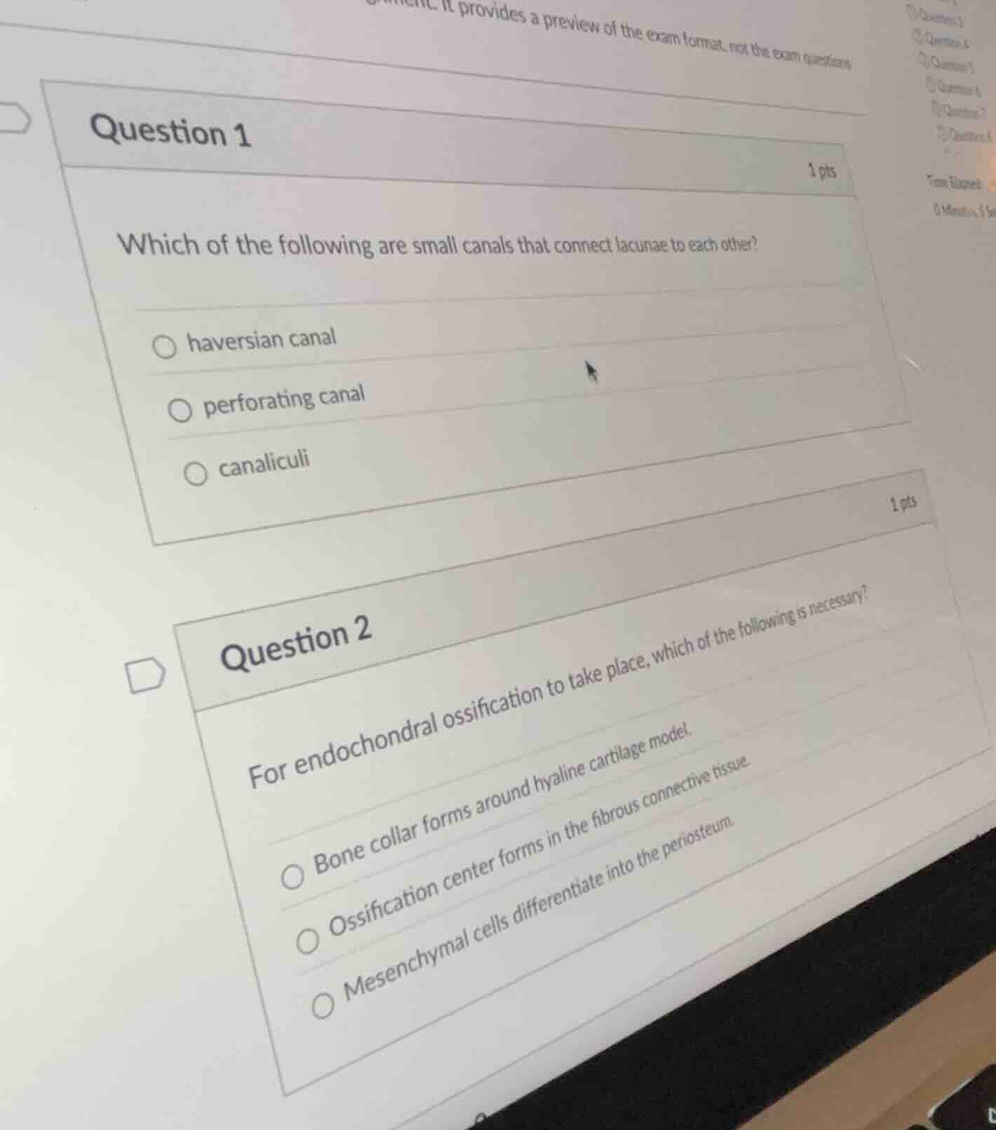 question 1 which of the following are small canals that connect lacunae…