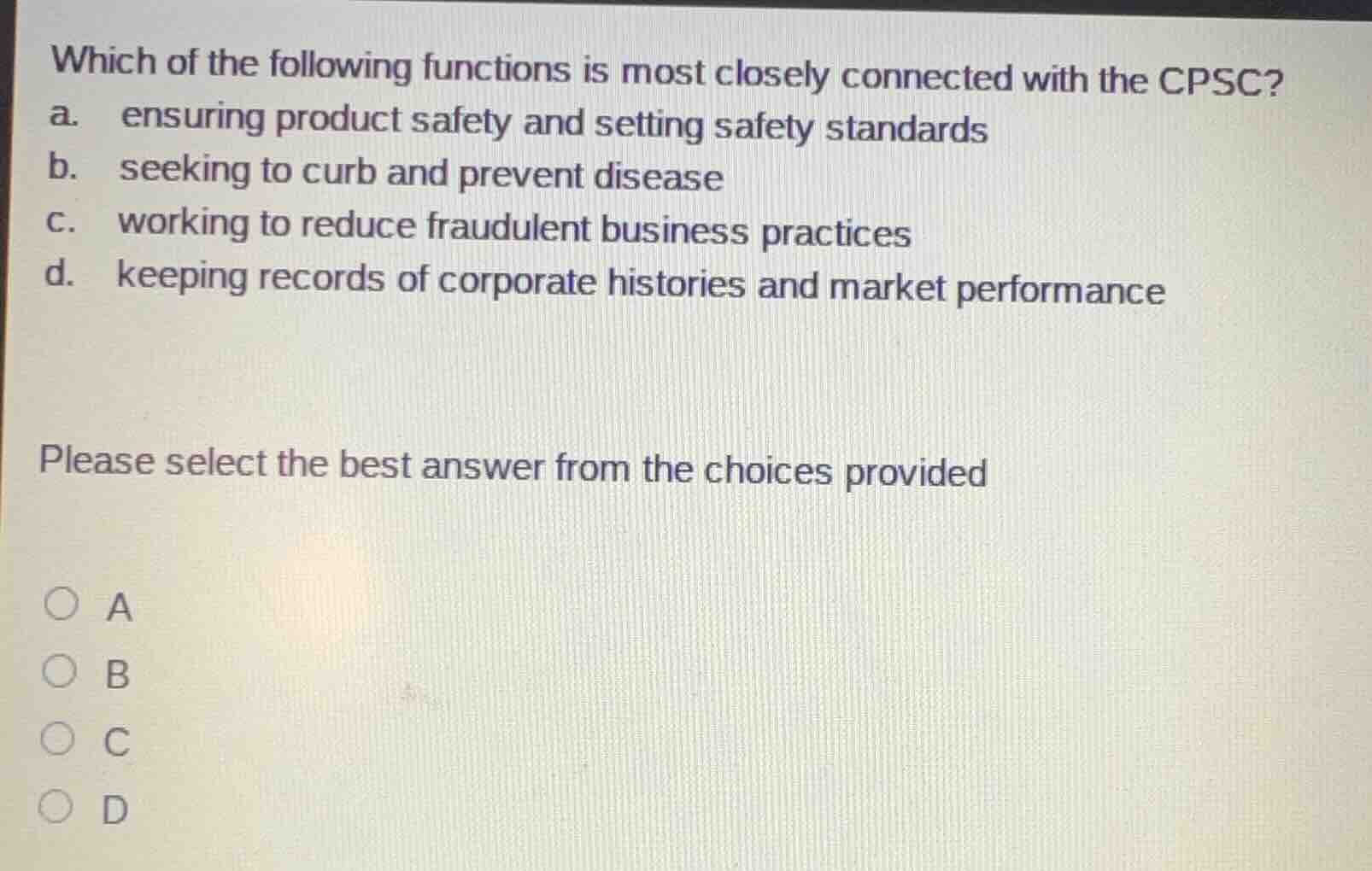 which of the following functions is most closely connected with the cps…
