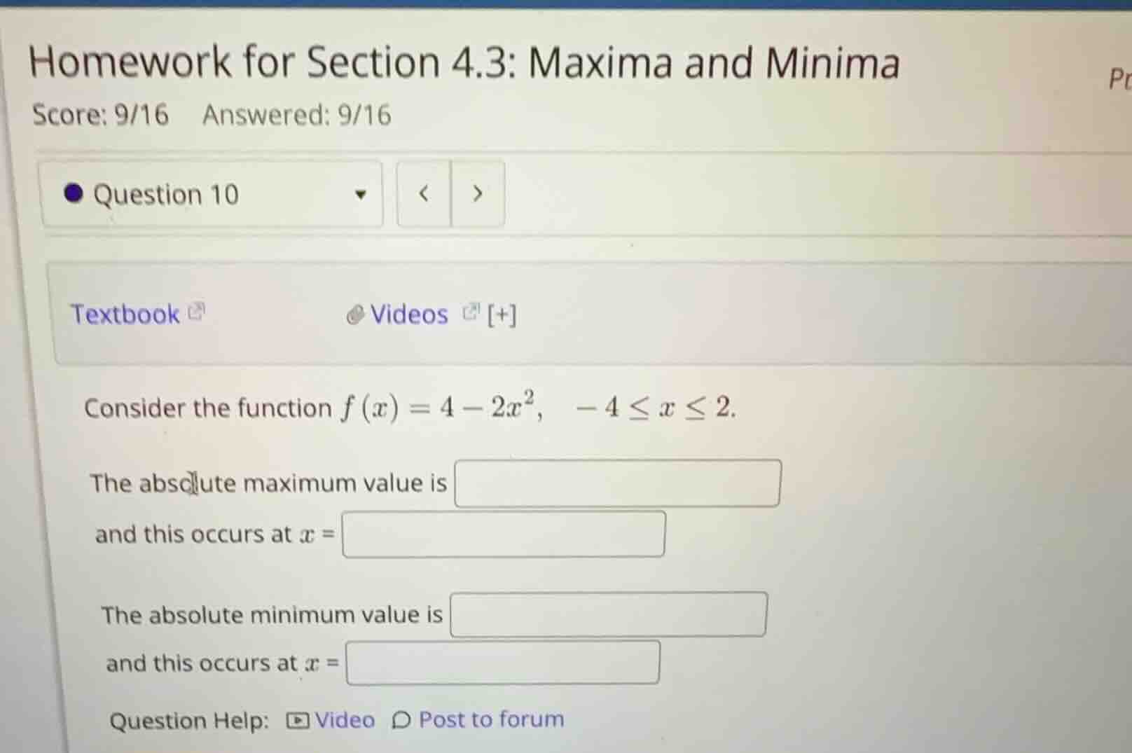 consider the function \\(f(x) = 4 - 2x^2\\), \\(-4 \\le x \\le 2\\). th…