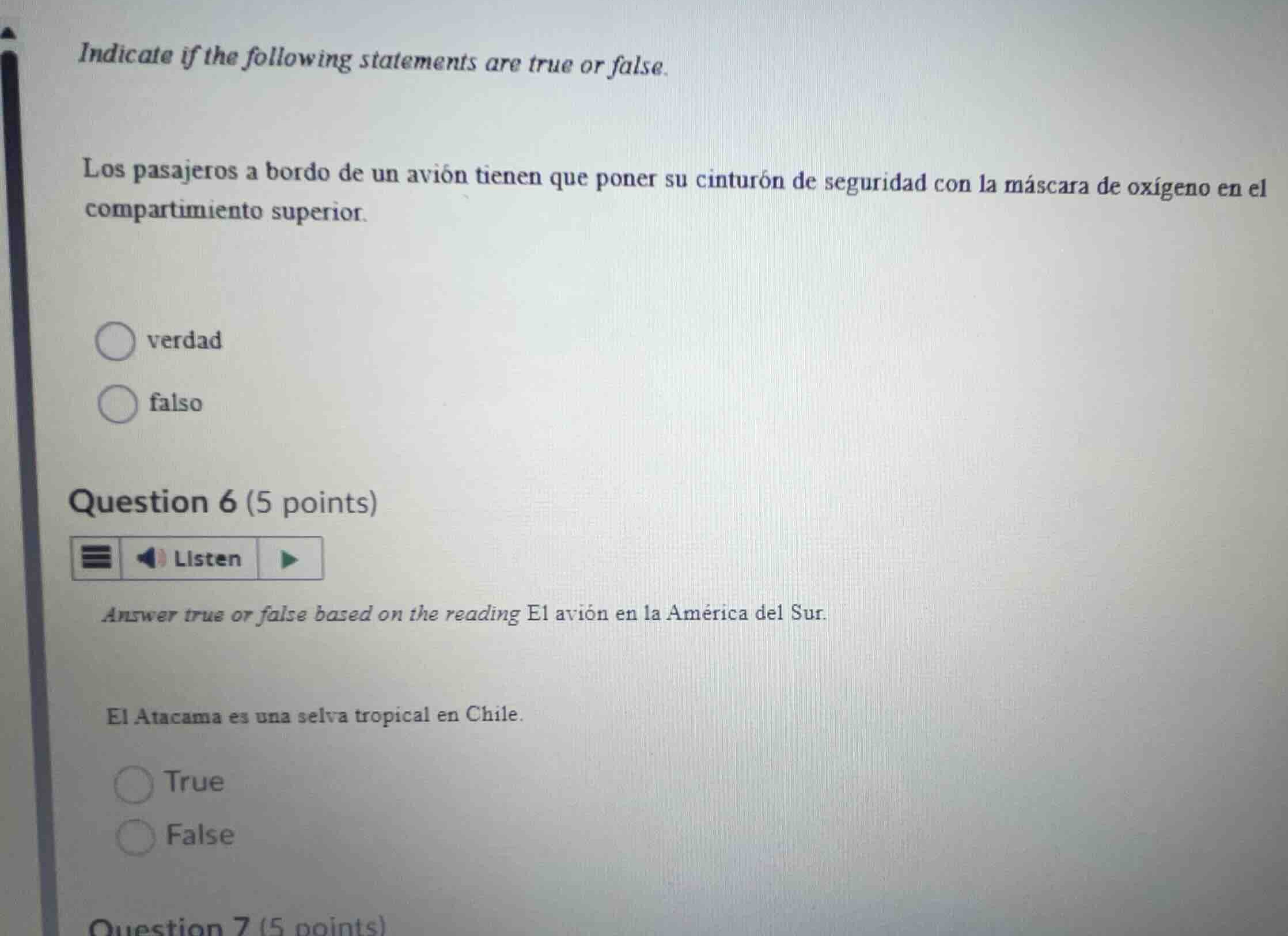indicate if the following statements are true or false. los pasajeros a…