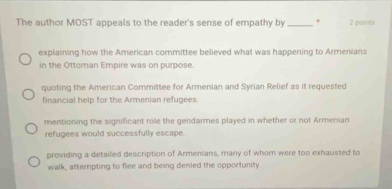 the author most appeals to the readers sense of empathy by ______ * exp…