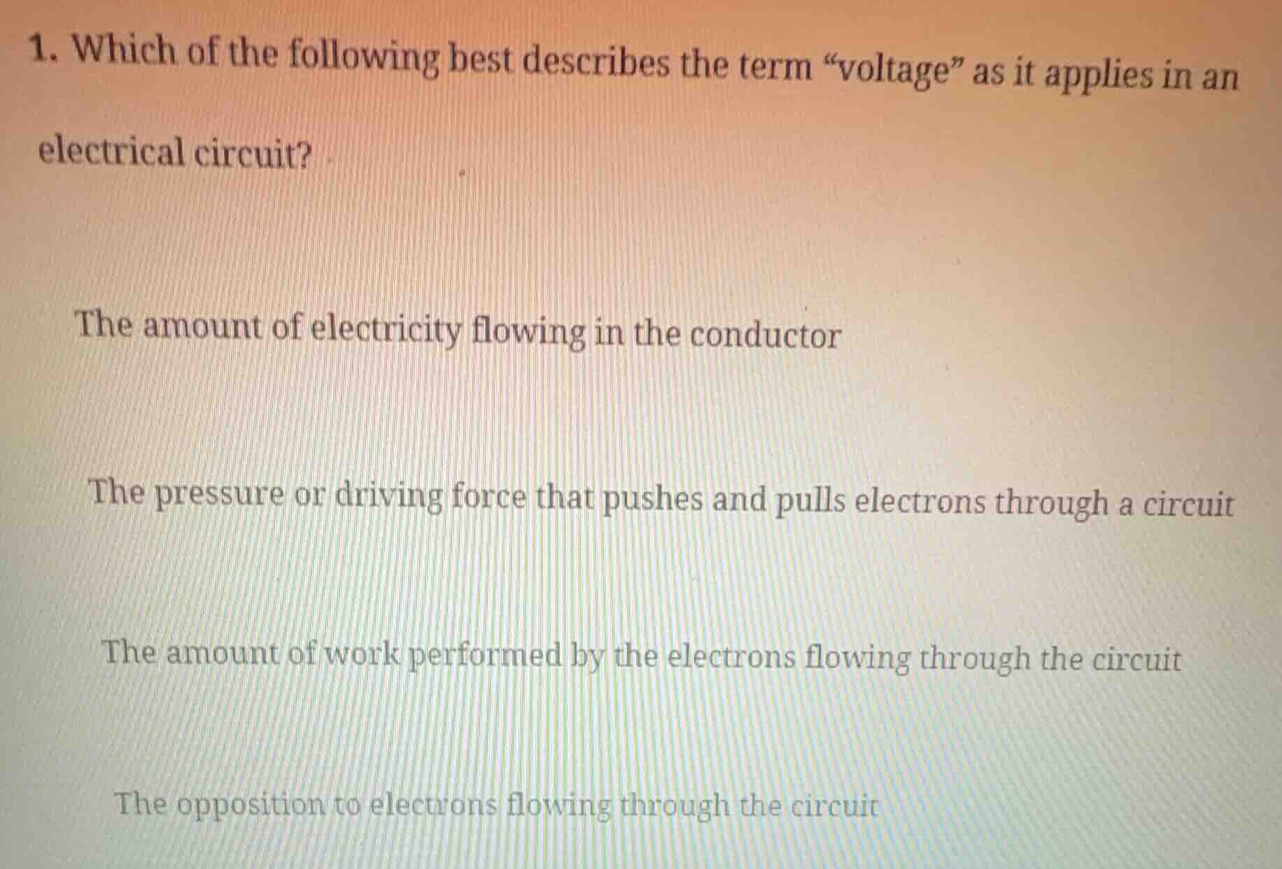 1. which of the following best describes the term \voltage\ as it appli…
