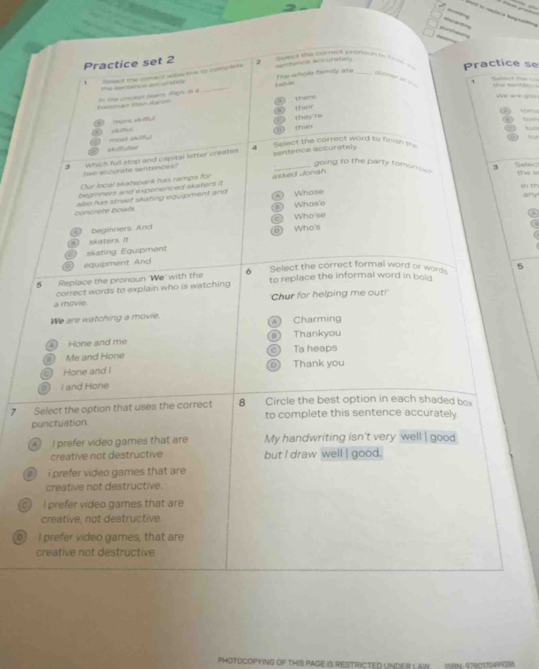 practice set 2 1 select the correct adjective to complete the sentence …