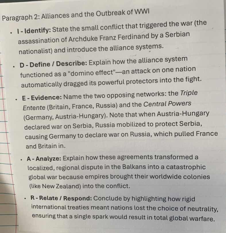 paragraph 2: alliances and the outbreak of wwi * i - identify: state th…