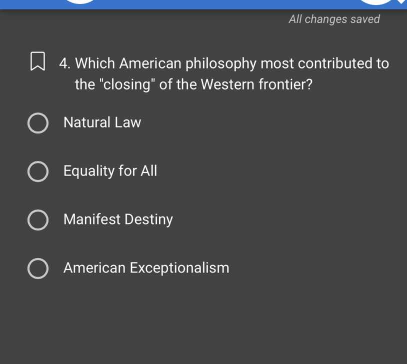 4. which american philosophy most contributed to the \closing\ of the w…