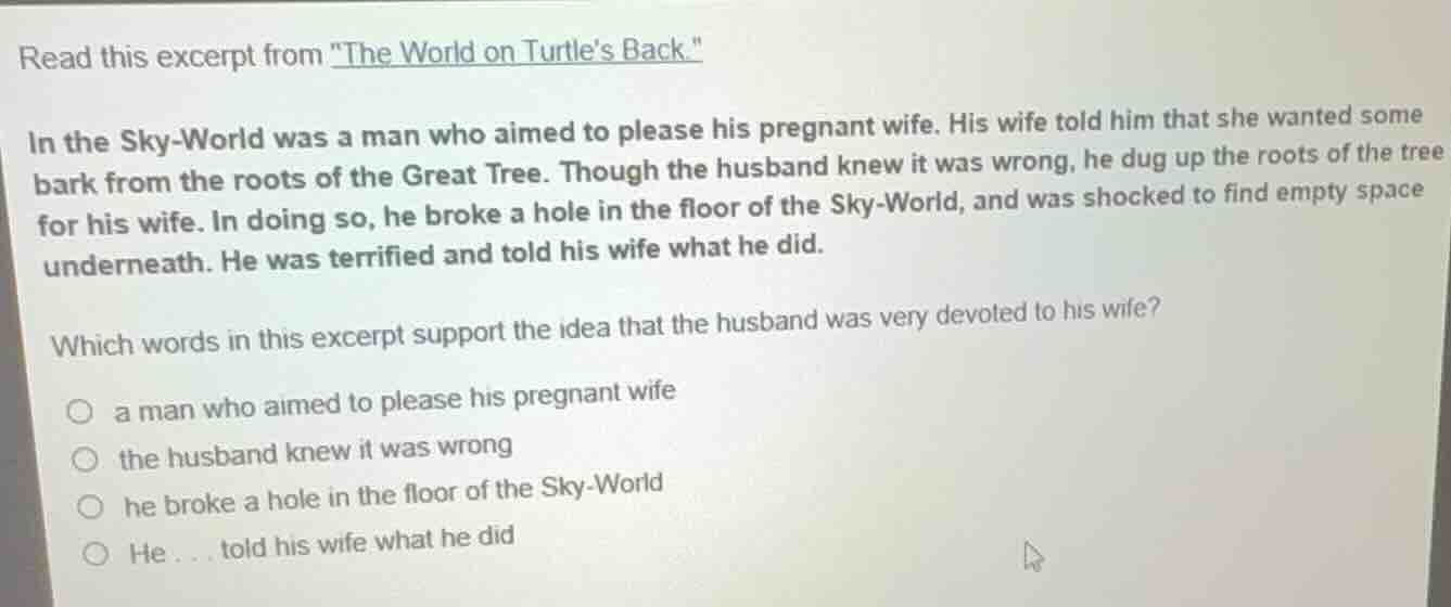 read this excerpt from \the world on turtles back.\ in the sky-world wa…