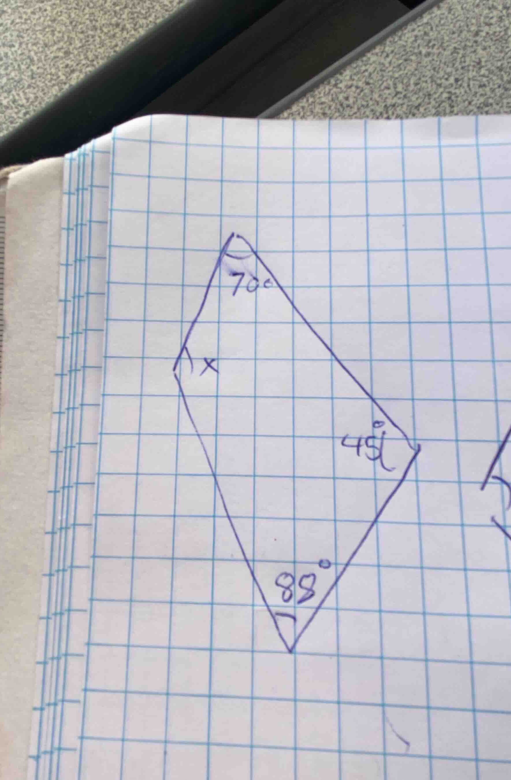 find the value of \\(x\\) in the given quadrilateral with interior angl…
