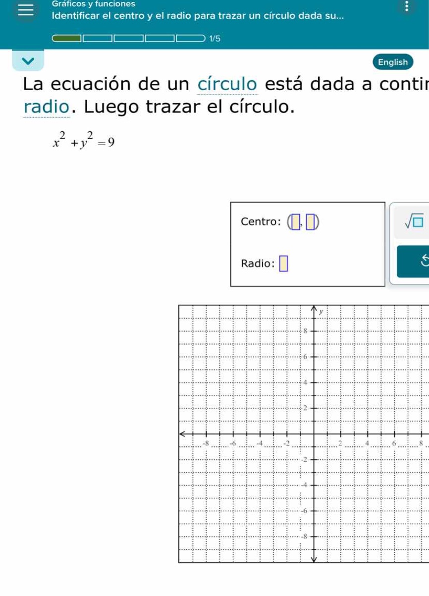 la ecuación de un círculo está dada a continuación. identificar el cent…