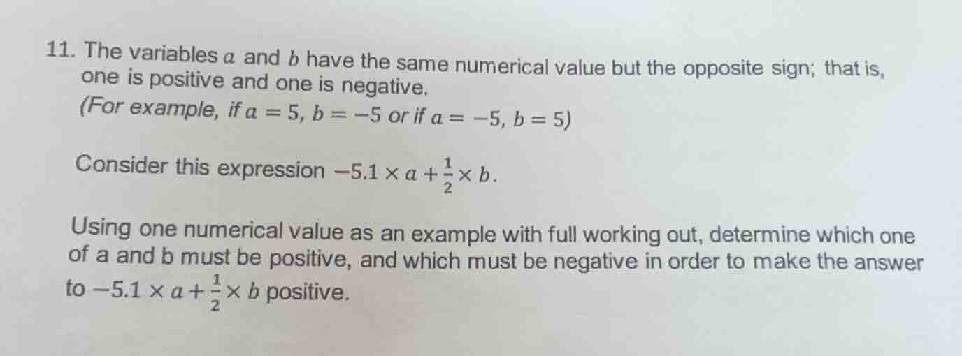 11. the variables \\(a\\) and \\(b\\) have the same numerical value but…