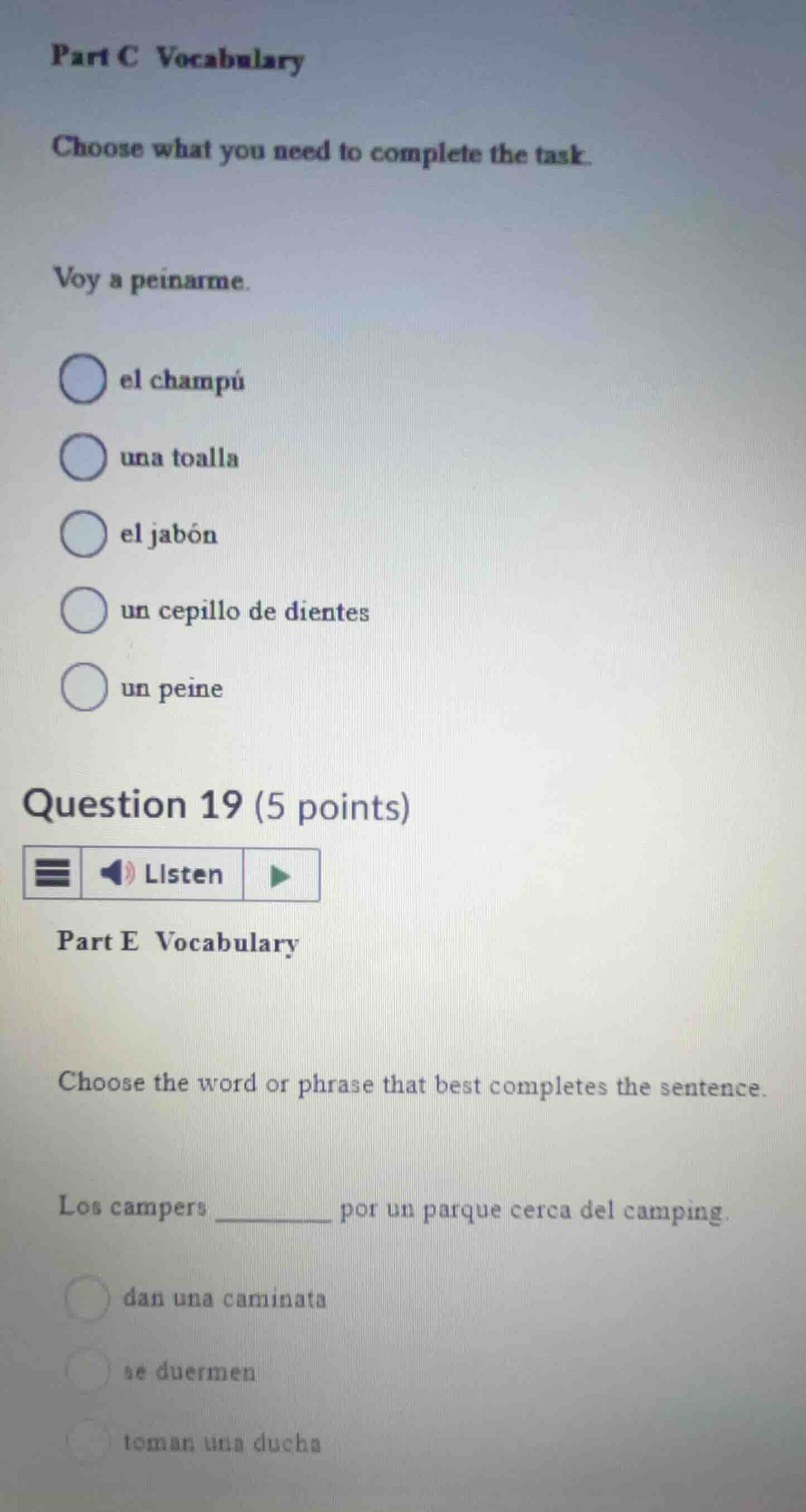 part c vocabulary choose what you need to complete the task. voy a pein…